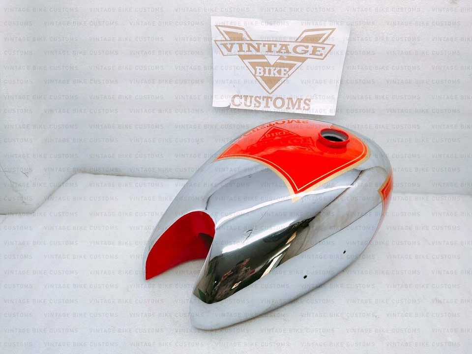 Tanque de gasolina para Matchless Amc Twin G9 G12 en cromo pintado de rojo con tapa (tanque de combustible) Foto 4 de 4