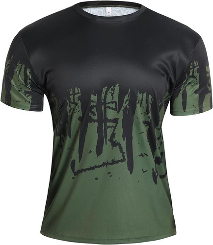 Ampeo Men's Graphic T-Shirt Short-Sleeve Athletic Running Gym Small, A-green - Picture 3 of 6