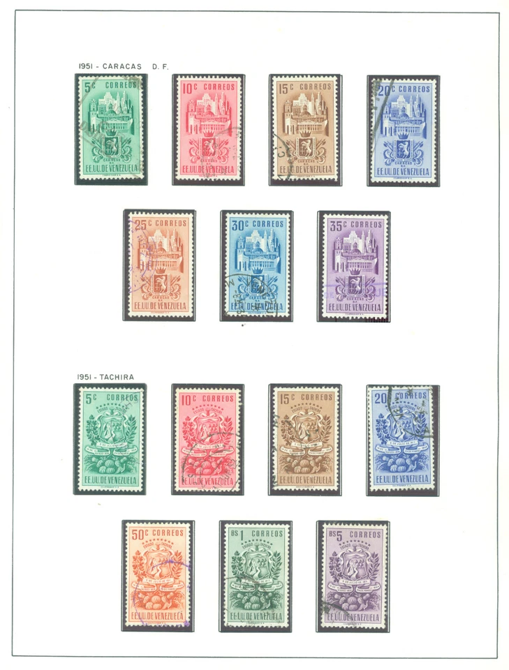 VENEZUELA 1951-54 Coat of Arms - complete issue - Sc# 464-631, C338-553 used VF - Image 4 of 4