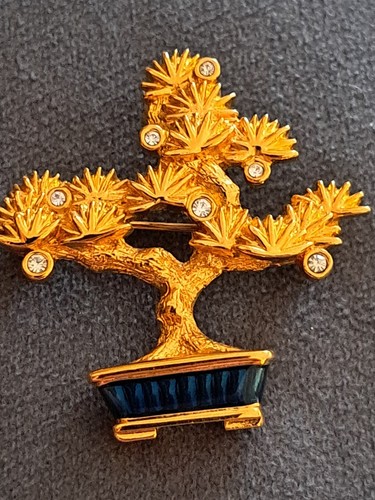 Schöne Brosche Vintage Bonsai-Brosche aus Cabouchon 90er Jahre - Bild 2 von 5
