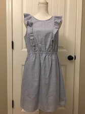 New Madewell Bellflower Ruffle Dress Craft Blue Sz 10 G4956