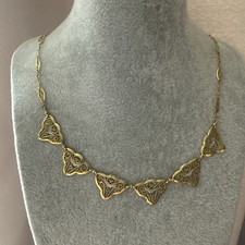 Collier Ancien Draperie Ras Du Cou Plaqué Or Ref J581