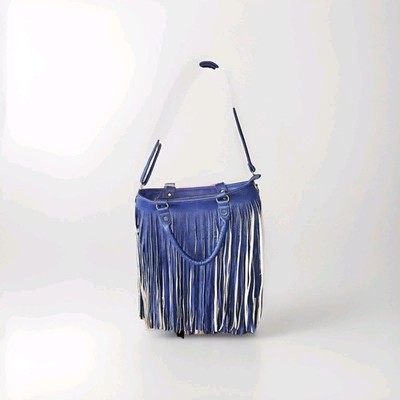 Blaue Leder Damen Fransen Schulter Handtasche