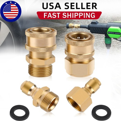 #ad 4pcs Pressure Washer Adapter Set M22 3 8quot; Quick Connect For Power Washer Hose $12.92