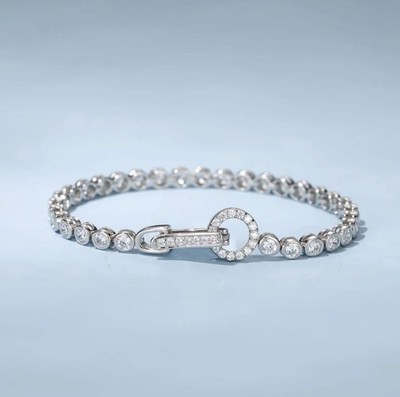 Christmas Sale 4 CT Round Moissanite Bezel Set Tennis Bracelet 14K White Gold