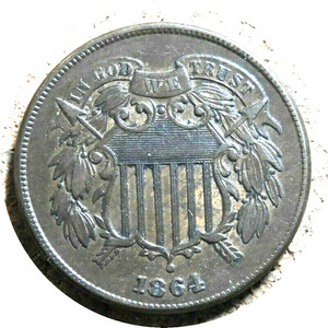 elf Two Cents   1864 Large Motto    Civil War  085