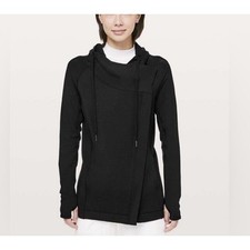 Lululemon Sz 8 Coast Easy Wrap Black Sweatshirt Cocoon Jacket