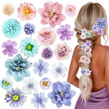 21 PCS Hair Flowers Boho Hair Barrettes Accessories Hawaiian Silk Flower Clip...