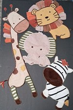 Animal Quilt Applique Lot 4 Lion Elephant Zebra Giraffe Baby Nursery Blanket