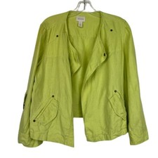 Chico's light green lightweight linen jacket size 1 Medium Career wear