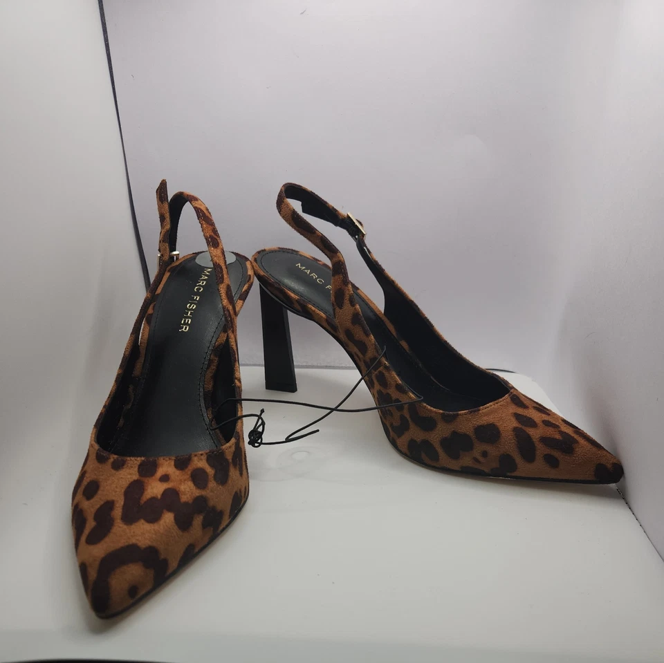 Zapatos de tacón Marc Fisher para mujer con estampado de leopardo punta elegantes talla 7M Foto 2 de 4