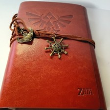 Legend of Zelda Notebook Leather Cover, Journal Sketching Diary Vintage  J7 