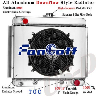 4ROW Aluminum Radiator+Shroud Fan Fit 62-67 65 Chevy Nova Chevy II 2.5L 3.2 4.1