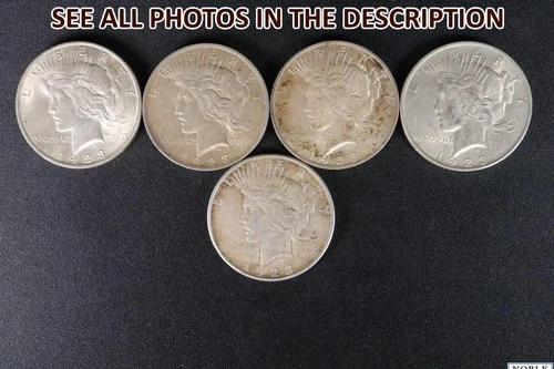 NobleSpirit (CS) Excellent 5x 1923 Silver Peace Dollar Mixed Cond. Lot to BU