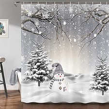 Winter Christmas Shower Curtain, Cute 69"W x 70"L Pack of 1 Multi Color