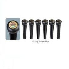 New 6-in-1 Acoustic Guitar Ebony Bridge Pins with Abalone Dot Brass Circle Skirt