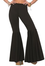 Hippie Pants Black 60's Bell Bottom Fancy Dress Up Halloween Costume Accessory