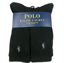 Polo Ralph Lauren Classic Cushioned Crew Socks 6 Pack Men's Size 6-13 Black NEW
