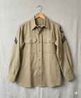 Vintage Korean War Era 6th Army Khaki Uniform Shirt Military Cotton Twill 16-34