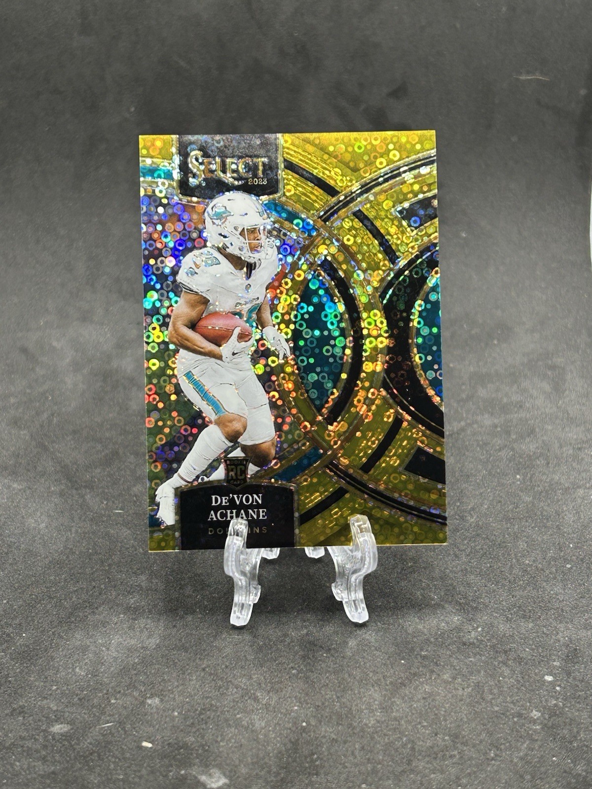 2023 Panini Select De'Von Achane PREMIER LEVEL GOLD ROOKIE PRIZM 09/10 RC