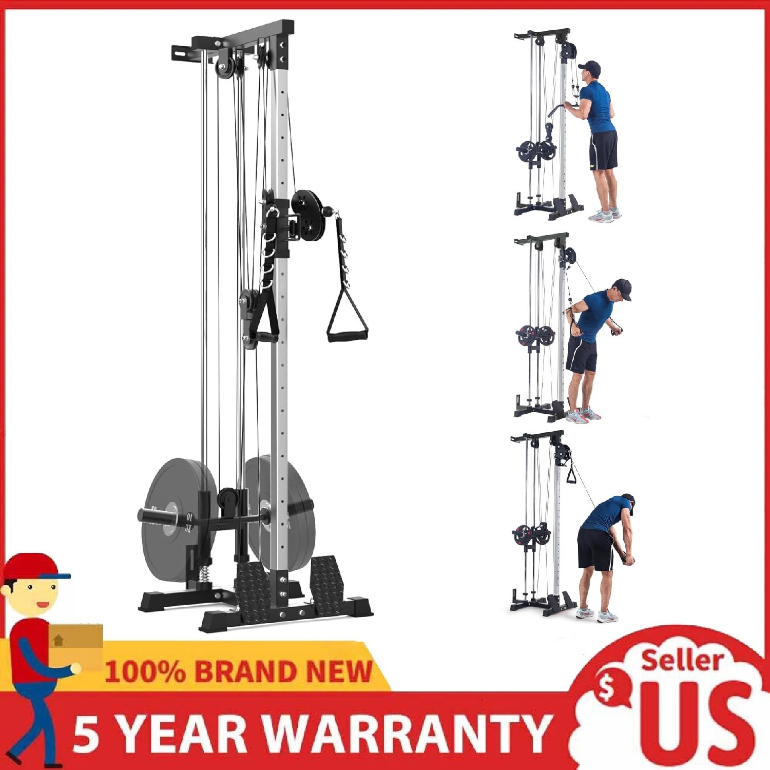 LAT Pulldown Machine ,Workout Equipment ,Wall Mount Cable Station for Home Gym