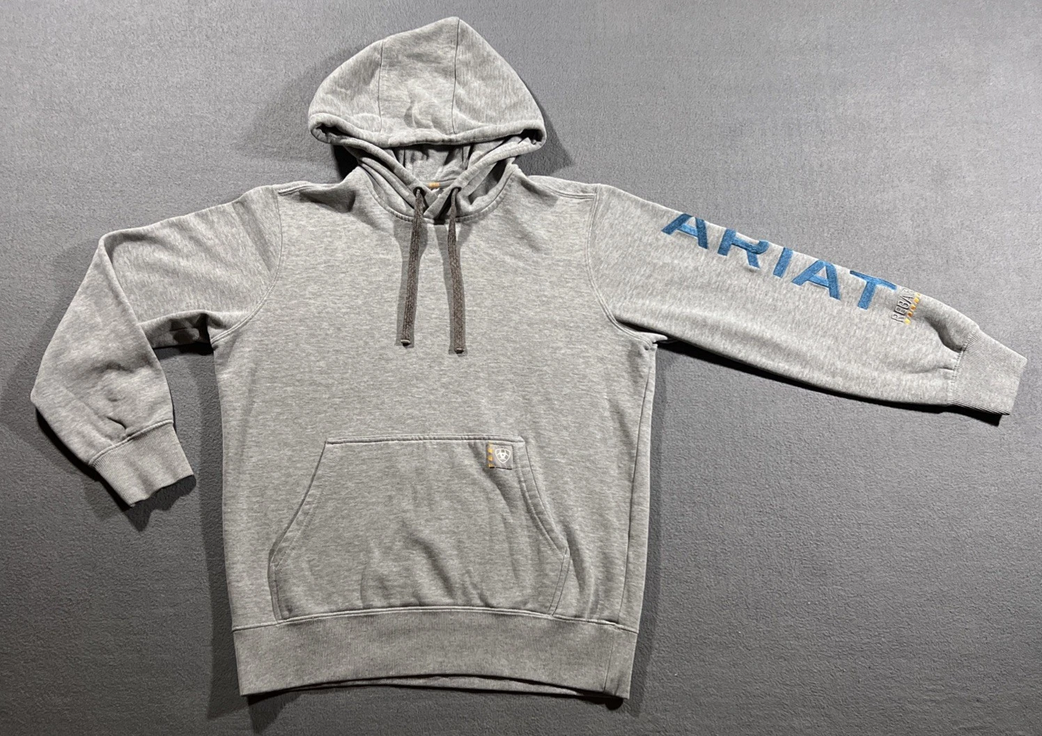 Ariat Rebar Hoodie Womens Medium Heather Gray Embroidered Logo Sleeve Graphic