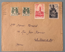 Lettre 1947 - YT 772 773 Cathédrales - Chaînes brisées 30c YT 671 x 2 - France