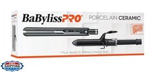 BaBylissPRO Porcelain Ceramic 1" Flat Iron and 1 1/4" Spring Curling Iron Pre
