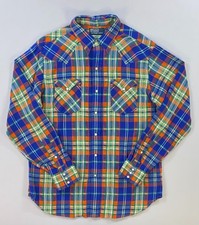 Men's Polo Ralph Lauren Plaid Long Sleeve Shirt Western Pearl Snap Button