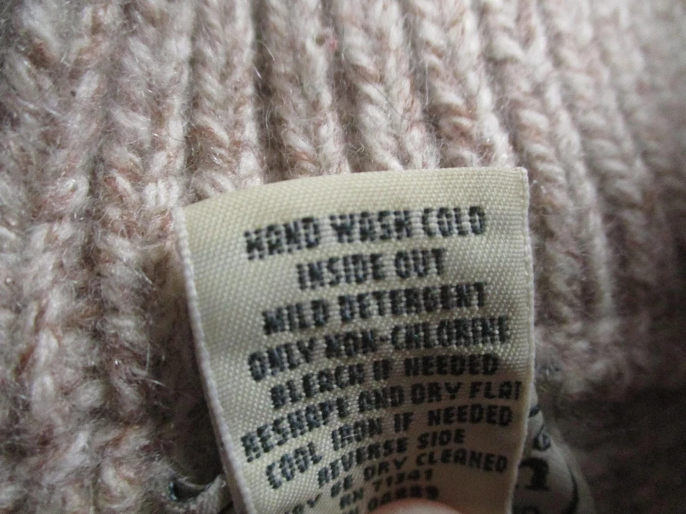 Suéter LL Bean Para Hombres Pequeño Beige 100% Lana de Cordero Botón Chal Cuello Pullover Foto 4 de 4