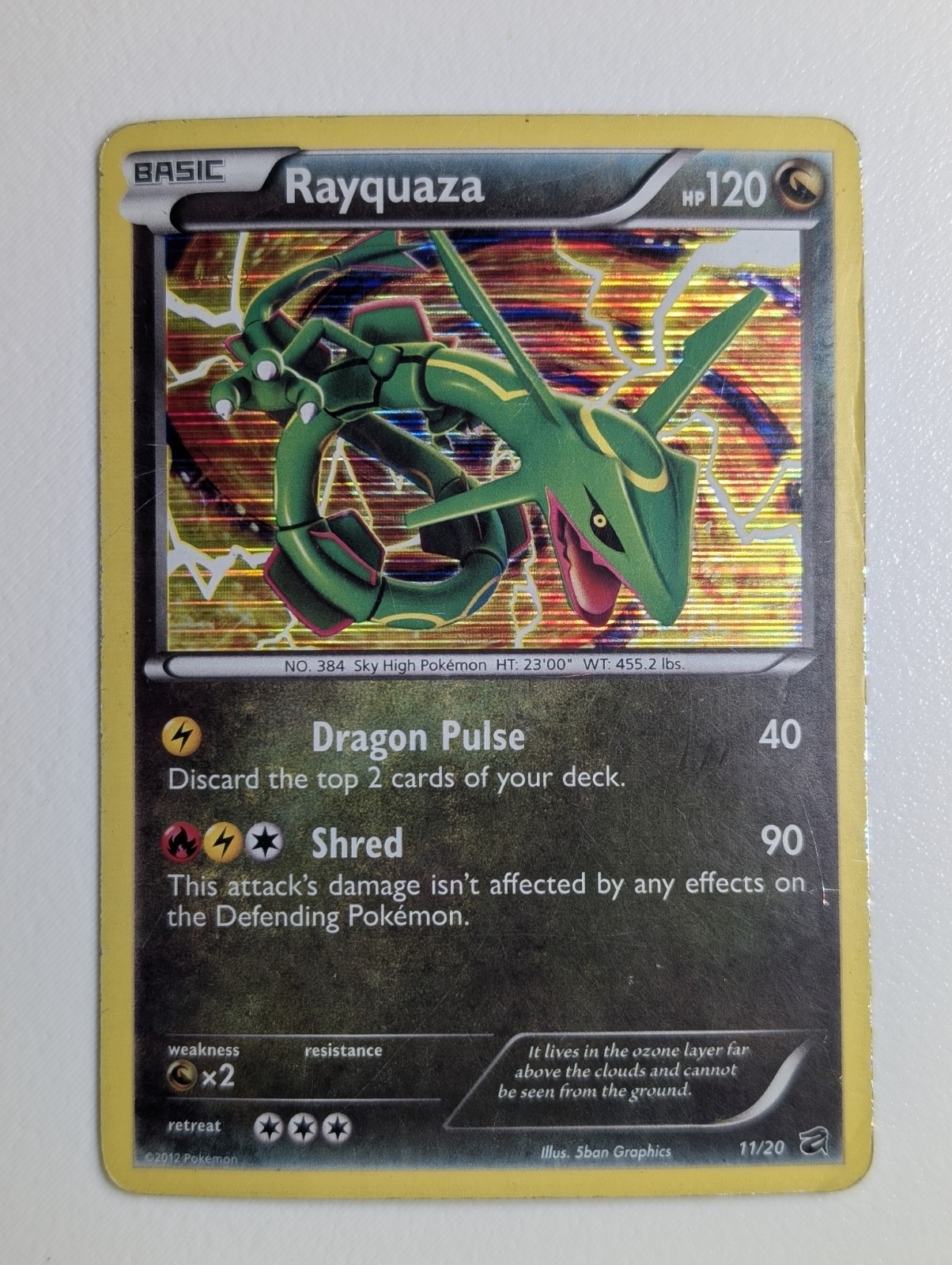 Heavily Played 2012 Pokemon Black & White Dragon Vault Rayquaza 11/20 Holo Rare 