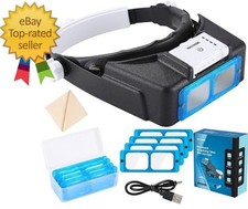 Magnifying Glasses with Light for Close Work, Rechargeable Headband Magnifier wi