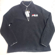 Fila Sweater Women XL Black Winter Long Sleeve Quarter Zip Jacket Sweatshirt