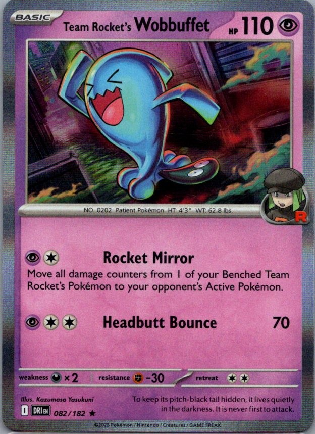 Team Rocket's Wobbuffet 082/182 Rare SV10: Destined Rivals NM