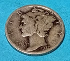 1937 Mercury Dime 90% Silver P Mint, 89-Year-Old Coin
