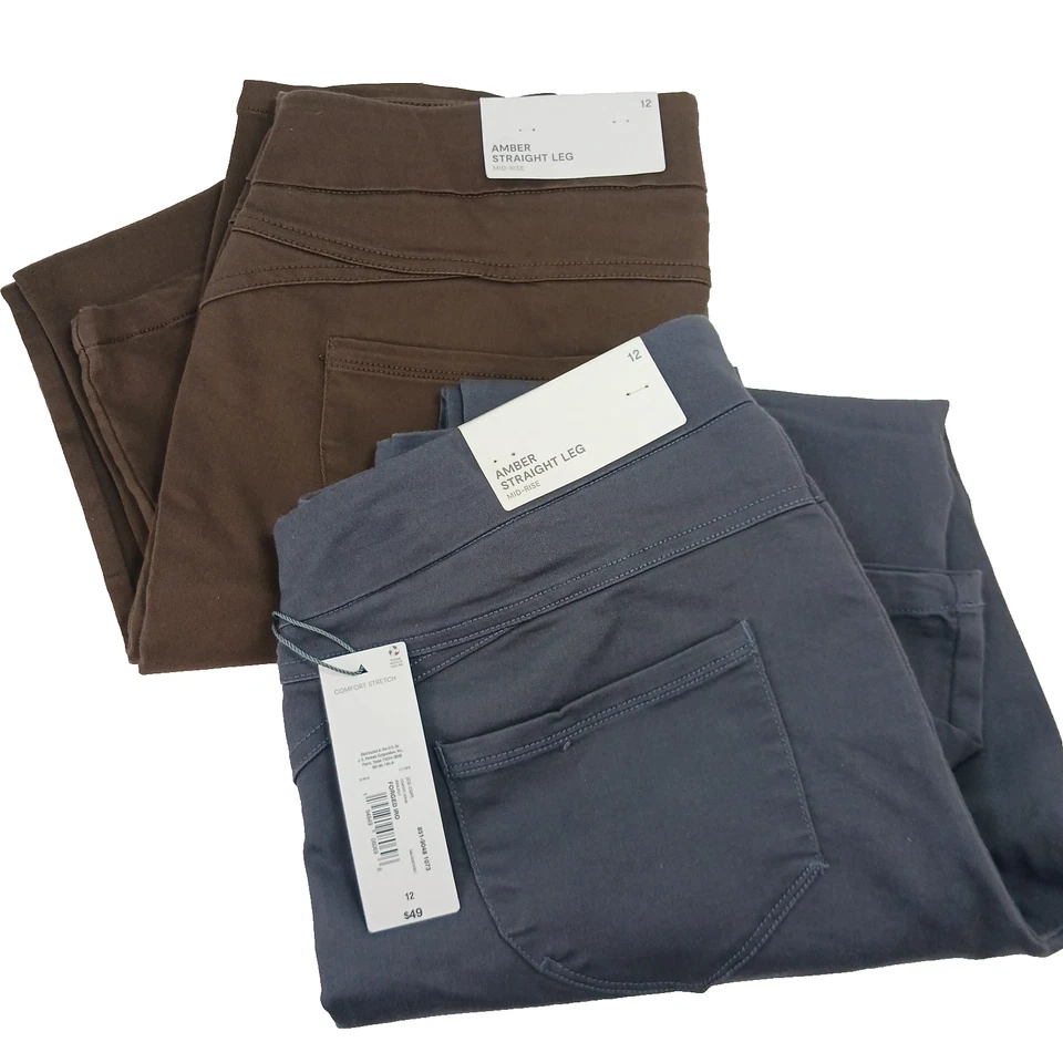 Lote de 2 Pantalones LIZ CLAIBORNE Ámbar Pierna Recta Tiro Medio Gris Marrón Talla 12 LEER Foto 2 de 4