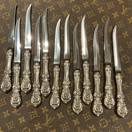 Set of 12 FRANCIS  I Reed & Barton Sterling Steak Knives- original factory set