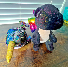 Ty~Beanie Boos/Flippables *'Calypso'The Narwhal Dragon Shiny Rainbow Lot of 2