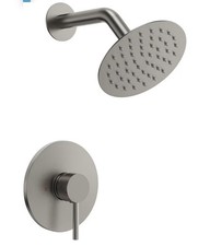 Everstein Round 6" High-Pressure Rainfall Shower Head, Wall Mount Shower Faucet