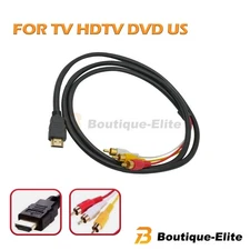 Cable Cord Adapter Fit TV HDTV DVD 1080P HDMI Male To 3 RCA S-Video AV Audio US