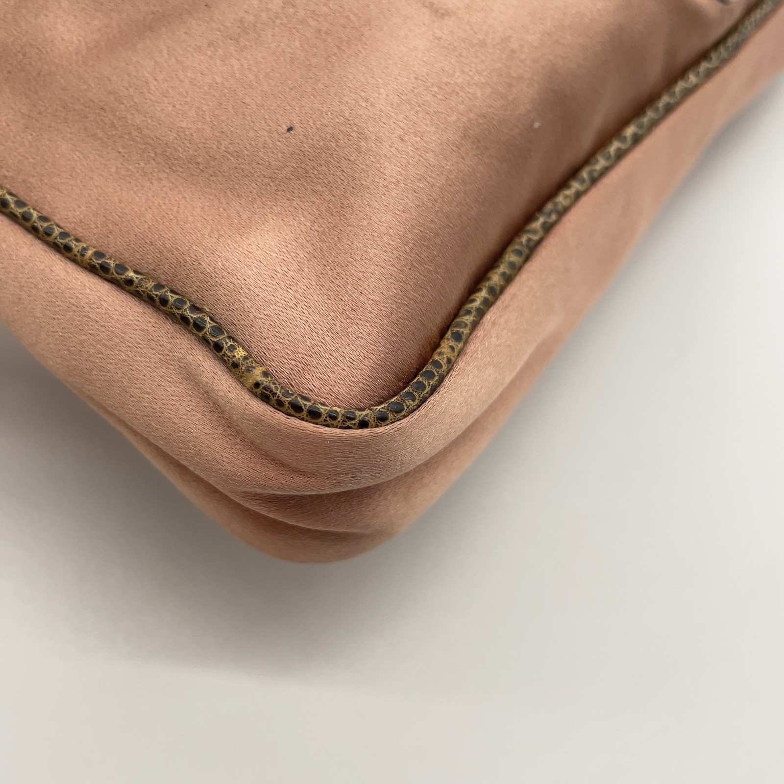 Auth Prada Flora Patch Satin Python Print Pink Mi… - image 17