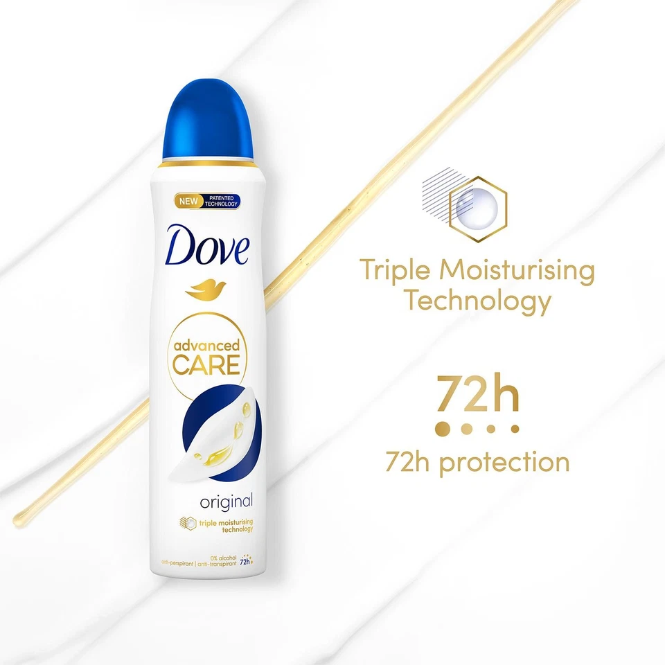 6x Dove Anti-Perspirant Advanced Care Original 72H Deodorant for Women, 150ml - Image 3 of 4