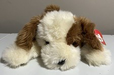 TY Beanie Buddy Patches Laying Puppy Dog Plush 17" Cream and Brown 1995 Rare