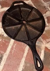 Vtg lodge Cast Iron Cornbread Wedge Skillet Pan Divided 8CB 9" Center Hole USA