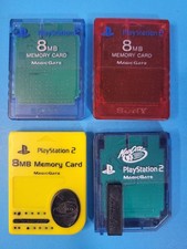  4 Sony PlayStation 2 PS2 Memory Card 8MB Lot Red Blue Yellow