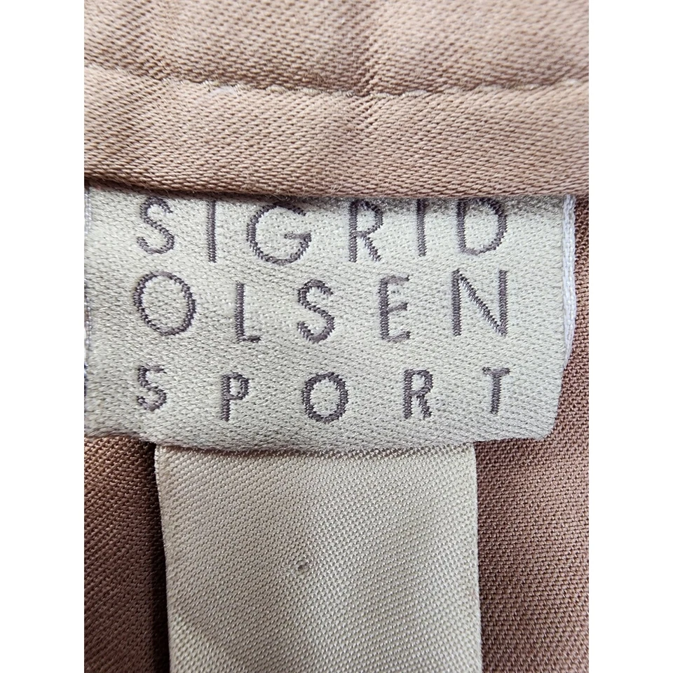 Pantalón Pantalón Sigrid Olsen Sport tiro medio pierna recta talla 6 marrón tostado oficina Foto 3 de 4