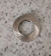 Vintage Lieba Scarf Ring Silver Tone Hoop Textured Geometric Design 4cm VGC