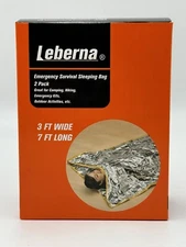 Leberna Emergency Survival Sleeping Bag Sack 2 Pack Thermal & Portable Carry