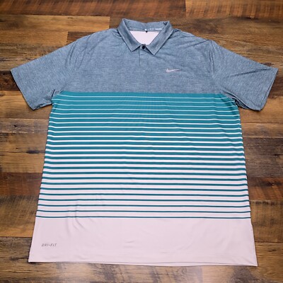 Nike Tiger Woods Polo Shirt Adult Extra Large Green White Golf
