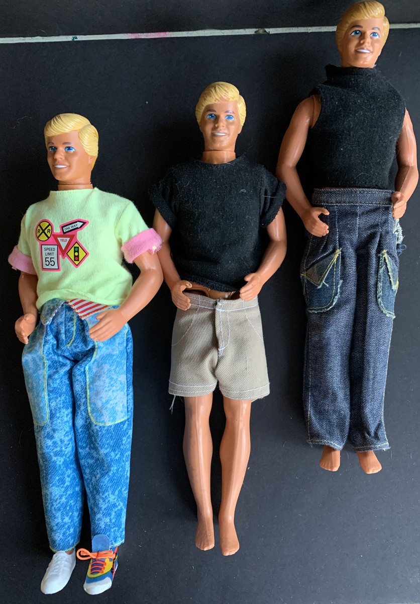 3 Vintage 1988 Mattel Ken Reebok Doll Tan Molded Blonde Hair Blue